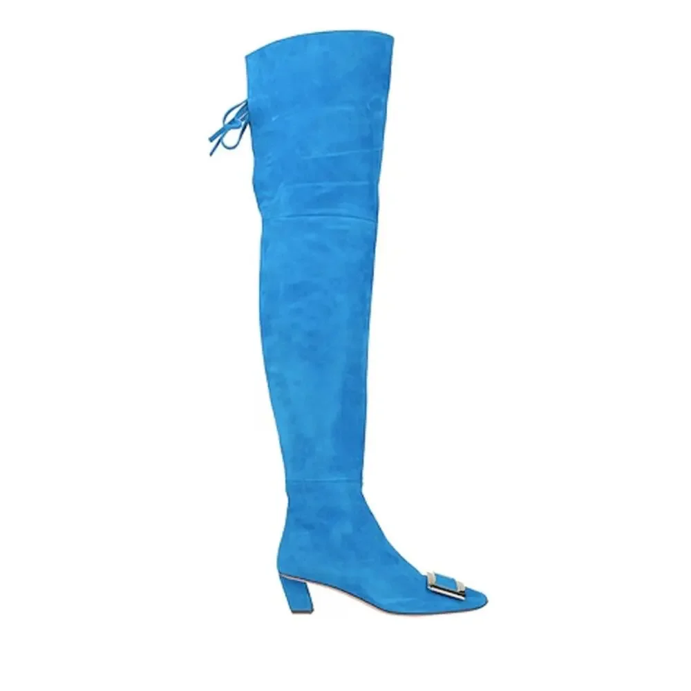 Roger Vivier Over-the-Knee Suede Buckle Boots